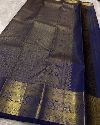  Blue color art silk blend sarees with blouse 3