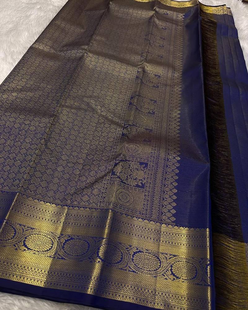  Blue color art silk blend sarees with blouse