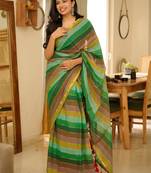 earthy stripes pure mulmul cotton in nature’s palette