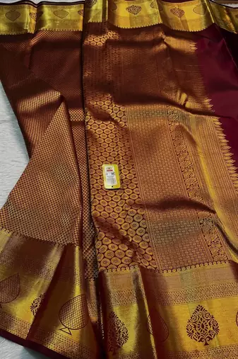 Maroon color art silk blend sarees with blouse