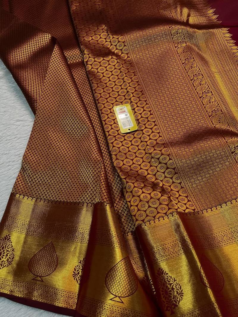 Maroon color art silk blend sarees with blouse