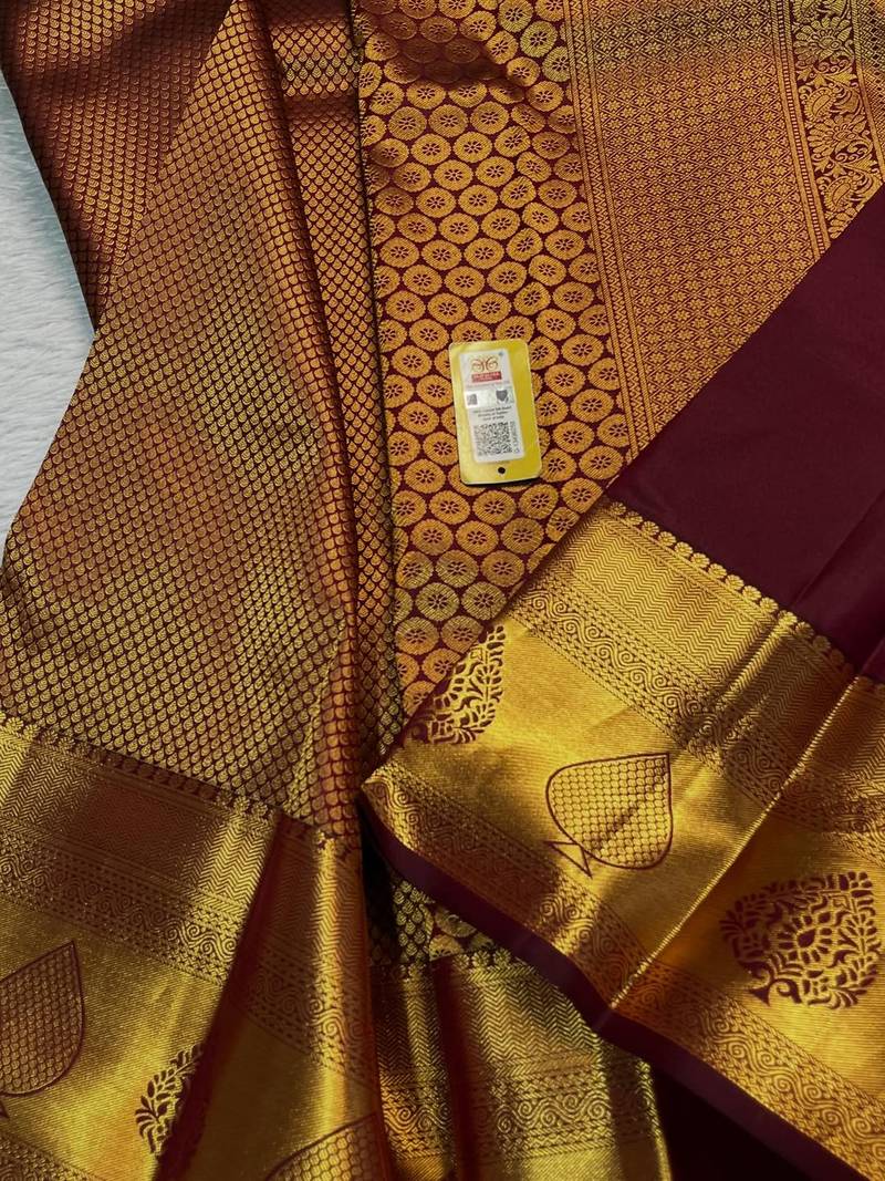 Maroon color art silk blend sarees with blouse