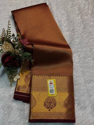 Maroon color art silk blend sarees with blouse 4