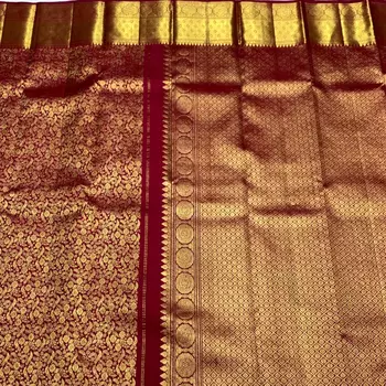 Red color art silk blend sarees with blouse 1