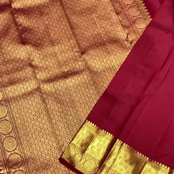 Red color art silk blend sarees with blouse 2