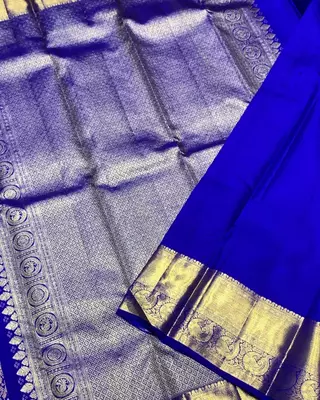 Royal Blue color art silk blend sarees with blouse 1
