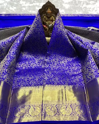 Royal Blue color art silk blend sarees with blouse 2