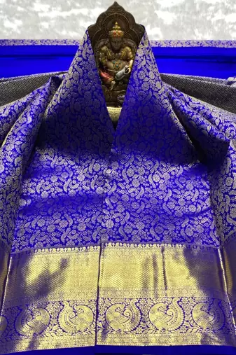 Royal Blue color art silk blend sarees with blouse