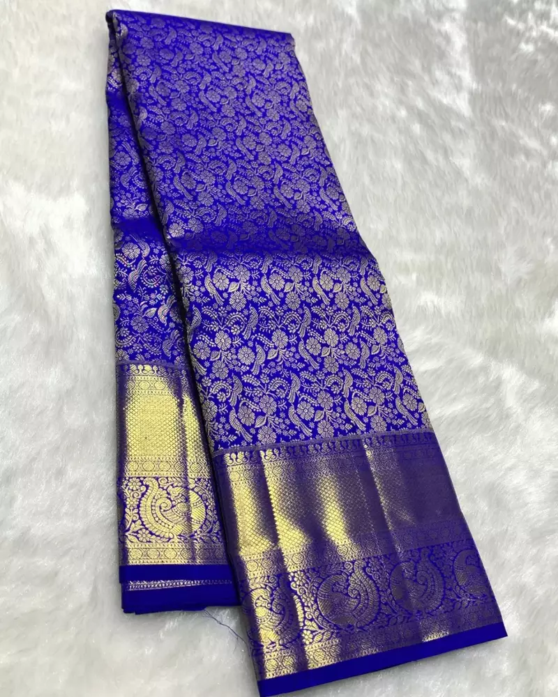 Royal Blue color art silk blend sarees with blouse