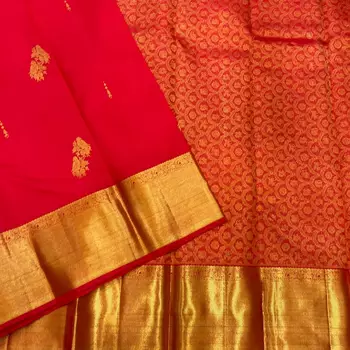 Red color art silk blend sarees with blouse 1