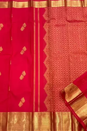 Red color art silk blend sarees with blouse