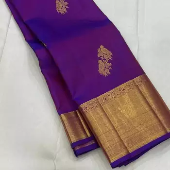 Blue color art silk blend sarees with blouse 3