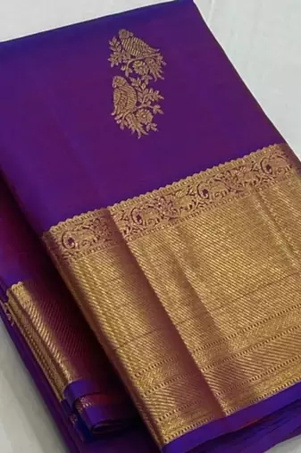 Blue color art silk blend sarees with blouse