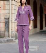 Printed Shirt Collar Top With Trouser 