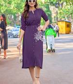 Women Floral Embroidered Puff Sleeves Fit & Flare Dress