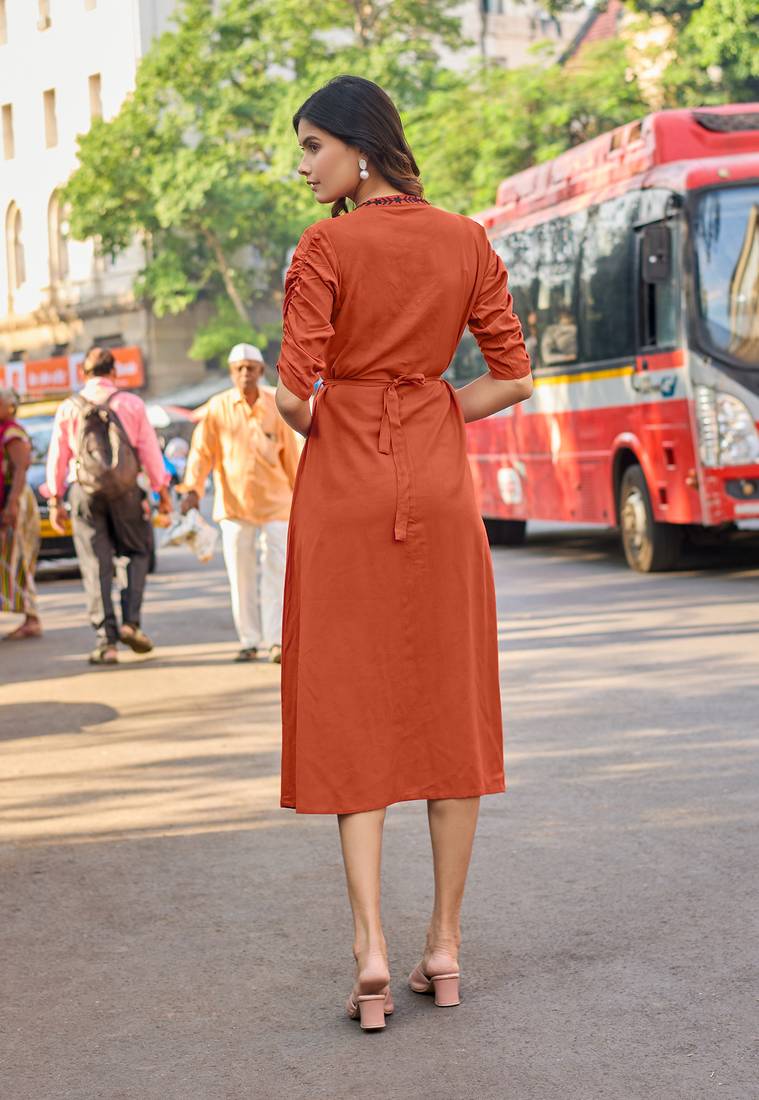 Women Floral Embroidered Puff Sleeves Fit & Flare Dress