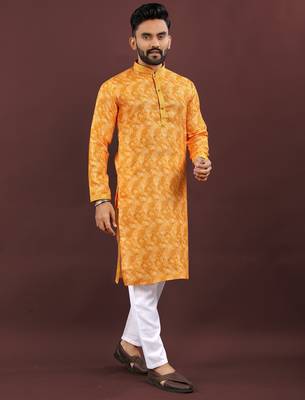 Dark yellow digital print kurta 1