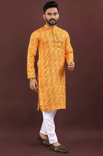 Dark yellow digital print kurta