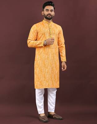 Yellow digital print kurta 1