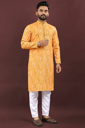 Yellow digital print kurta