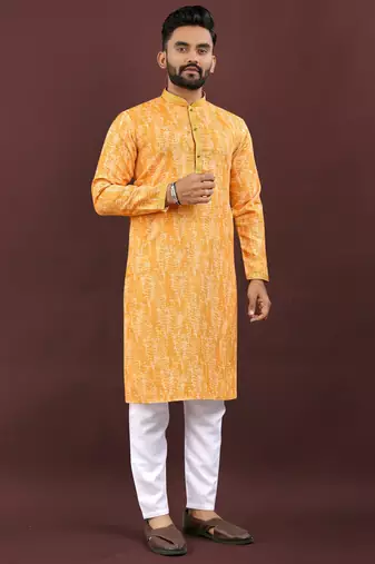 Yellow digital print kurta