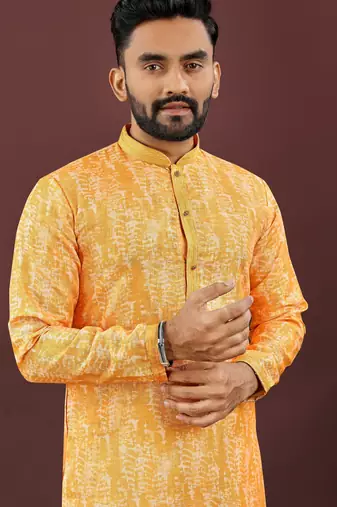 Yellow digital print kurta