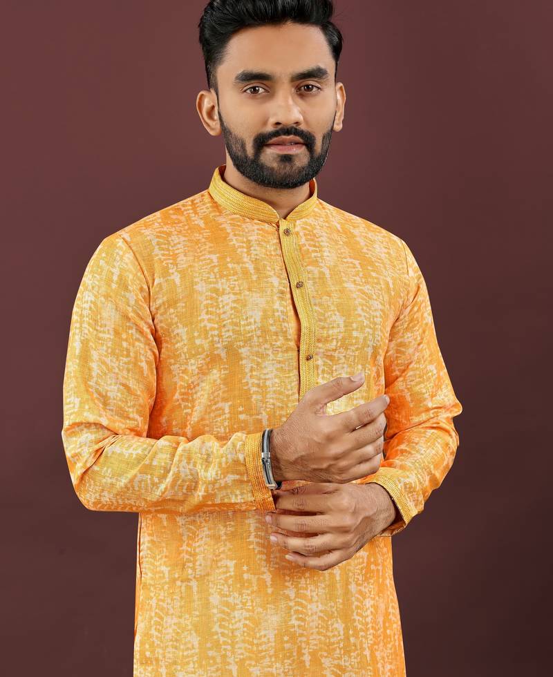 Yellow digital print kurta