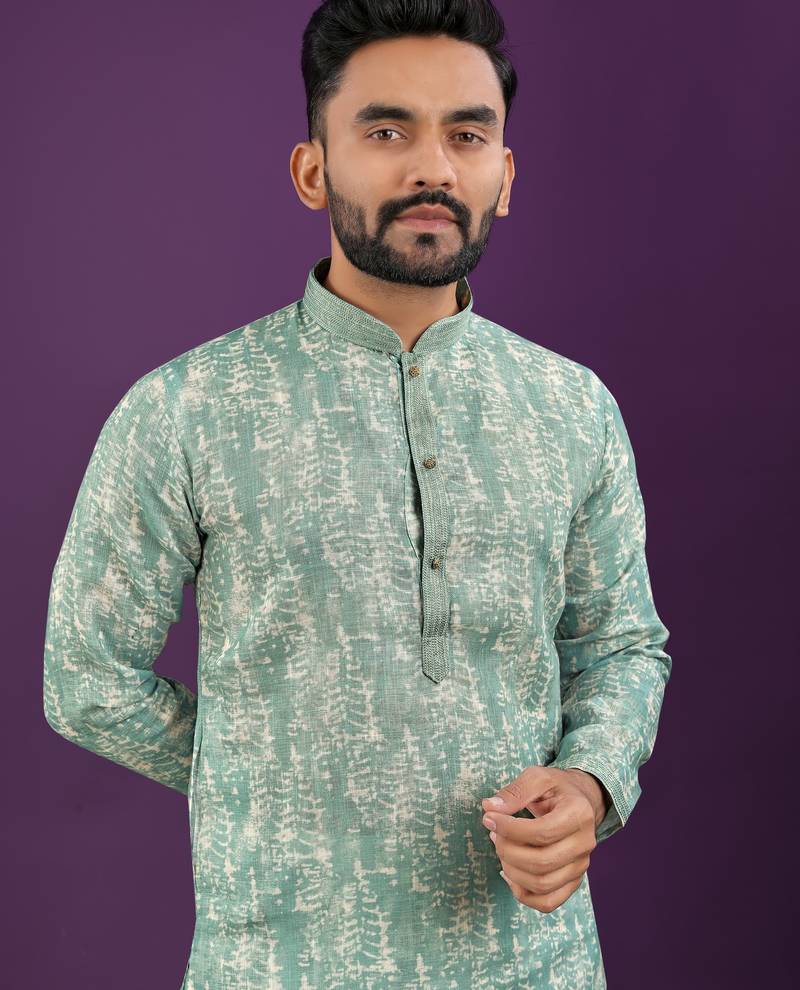 Sea green digital print kurta