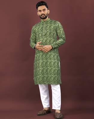 Green digital print kurta 1