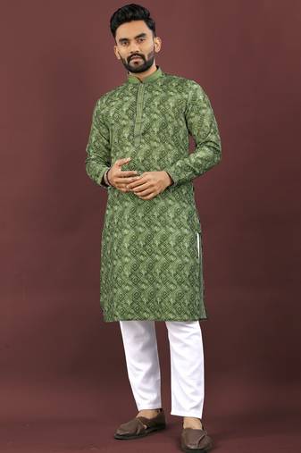 Green digital print kurta