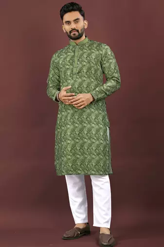 Green digital print kurta