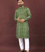 Green digital print kurta