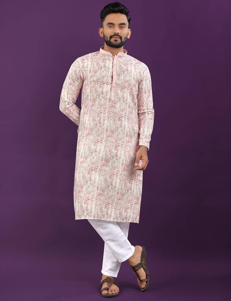 Light pink digital print kurta