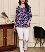 Purple women's cotton jaipuri printed short top