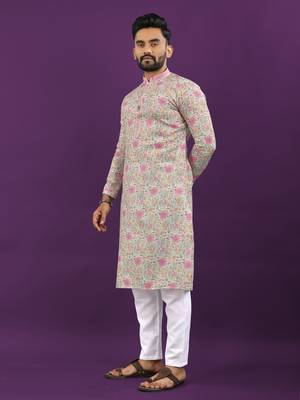 Pink digital print kurta 1