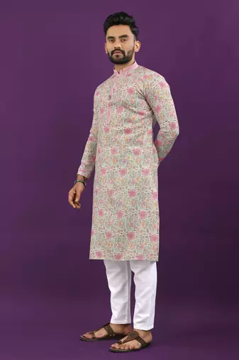 Pink digital print kurta