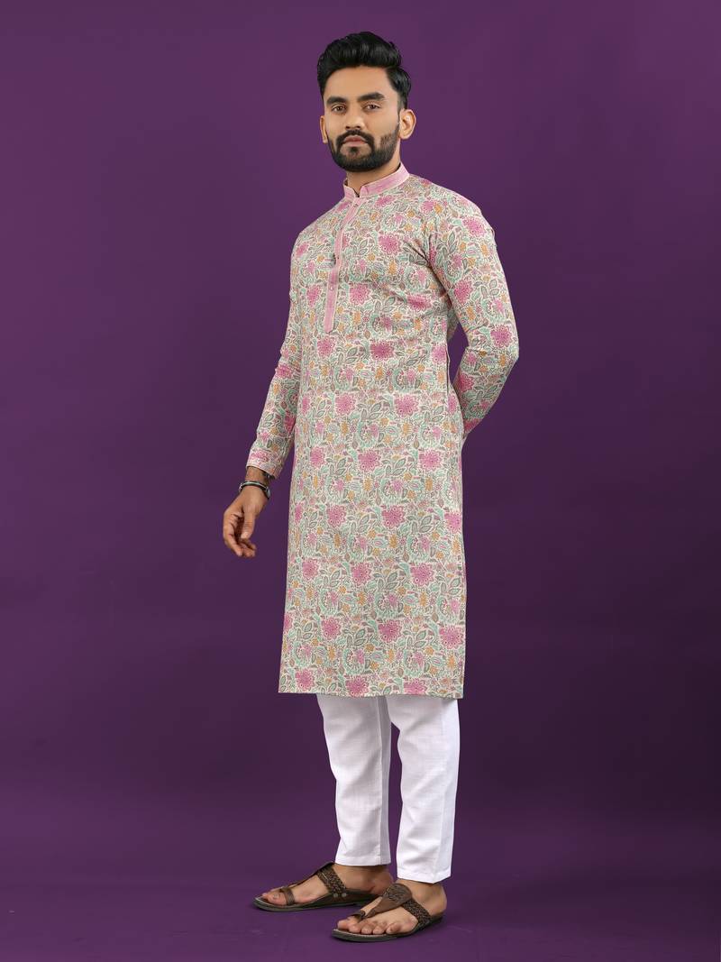 Pink digital print kurta