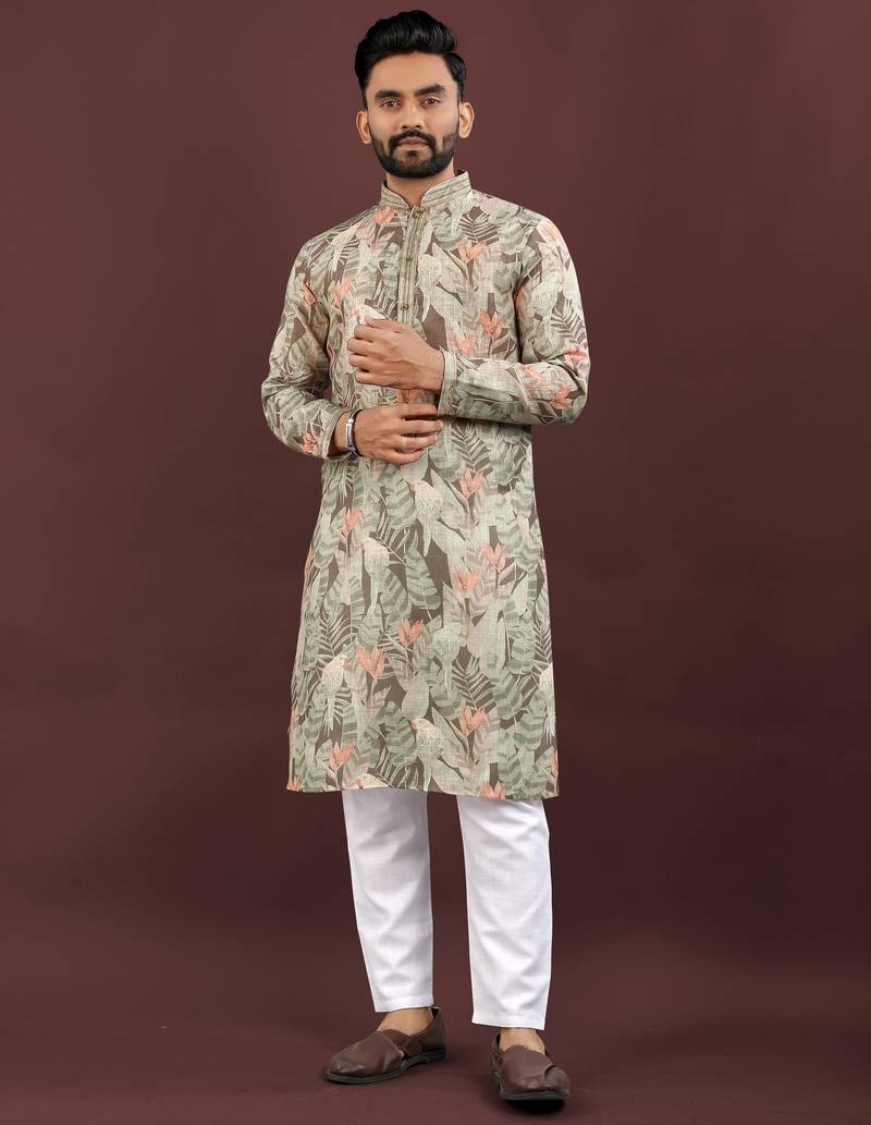 Brown digital print kurta