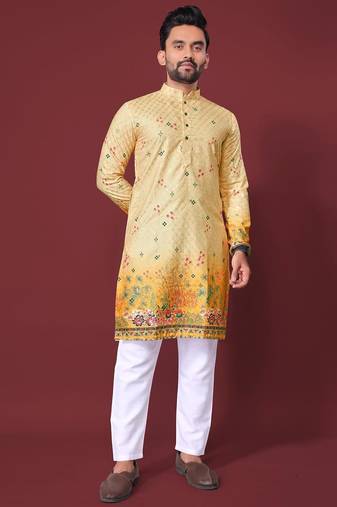 Yellow multicolour kurta