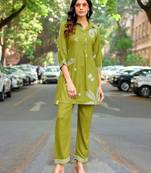 Printed Shirt Collar Top With Trouser