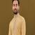 Men's light orange matka silk silver zari with embroidery butti work kurta set