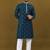 Men's rama blue matka silk silver zari with embroidery butti work kurta set