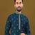Men's rama blue matka silk silver zari with embroidery butti work kurta set