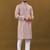 Men's pink matka silk silver zari with embroidery butti work kurta set