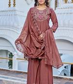Women Ethnic Motifs Embroidered Roman Kurta with Trouser & Dupatta