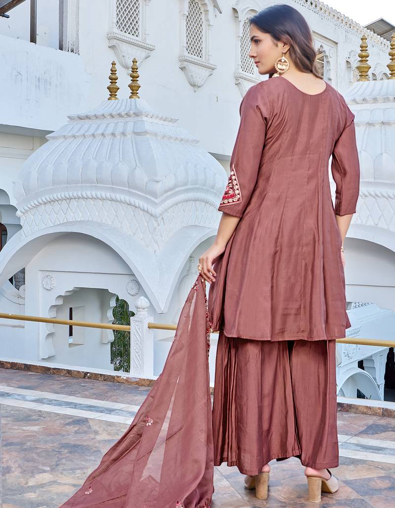 Women Ethnic Motifs Embroidered Roman Kurta with Trouser & Dupatta