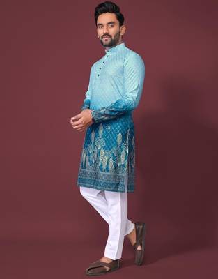 Blue multicolour kurta 1