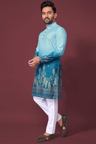 Blue multicolour kurta