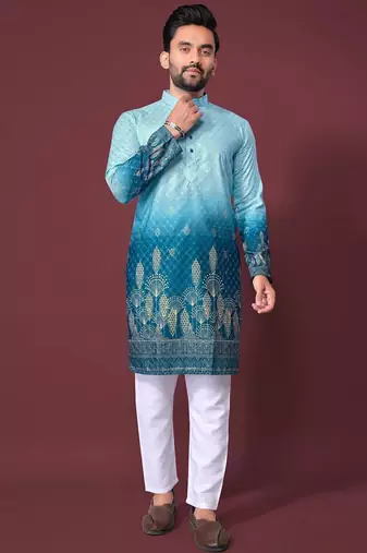 Blue multicolour kurta