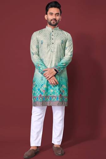 Light green multicolour kurta